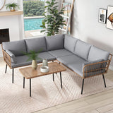 YITAHOME 4 Pieces Sectional Sofa Couch, L-Shaped Sofa with 5 Seater for Living Room, Detachable Lounger with Thickness Cushions and Side Table - Grey YITAHOME