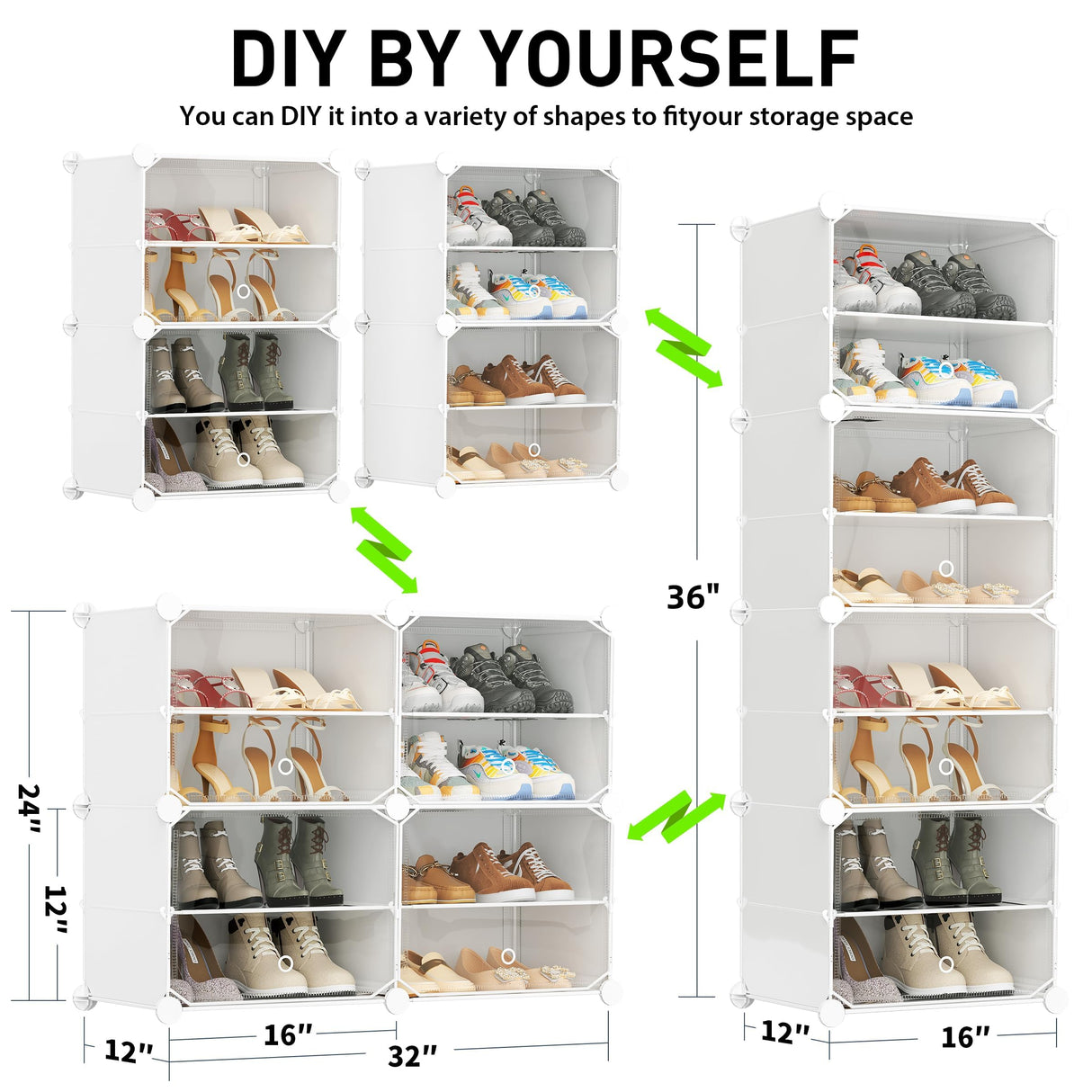 HOMICKER Shoe Storage,8 Tier Shoe Rack Organizer for Closet Shoe Cabinet with Door Shoe Shelves for Closet,Entryway,Hallway,Bedroom HOMICKER