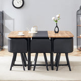 LFVFFA Dining Room Table Set for 6, Space-Saving 60" Wood Color Kitchen Table with PU Leather Chairs, Modern 7-Piece Retangular Dinner Table Set for Apartment Conference Room Small Spaces LFVFFA