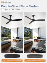 ZMISHIBO 2 Pack 52 Inch Outdoor Ceiling Fans with Remote, Black Ceiling Fan No light with Quiet Reversible DC Motor, 6 Speeds, 3 Blade Modern Ceiling Fans for Patio Living Room Bedroom Indoor ZMISHIBO
