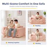 MAXYOYO Loveseat Sofa for Living Room, Small Sofa Couch Tufted Boneless Couch, Comfy Bean Bag Chair for Small Space Bedroom Apartment, No Assembly Needed, Pink MAXYOYO