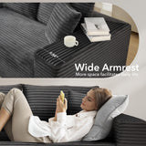 108" Cloud Sectional Couch with L-Shape Chaise, Modern Modular Sofa with Deep Seat, Boneless Cloud Couches for Living Room Bedroom, No Assembly Required, Plush Corduroy (Dark Gray, Right Facing Chaise ElfinAura