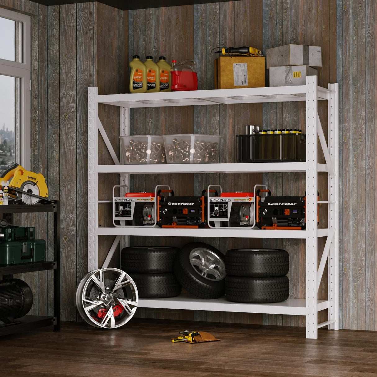 Heavy Duty Warehouse Shelving 4-Tier Industrial Steel Storage Shelves, 2600LB Capacity Per Shelf, Adjustable Shelves for Garage/Factory/Commercial Use (White, W47.24*D19.69*H78.74) Generic