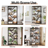 Tribesigns 6-Tier Bookshelf, 72-Inch Tall Industrial Open Storage Organizer, Freestanding Wood Display Rack with Metal Frame for Living Room, Bedroom, Home Office, Rustic Brown and Black Tribesigns