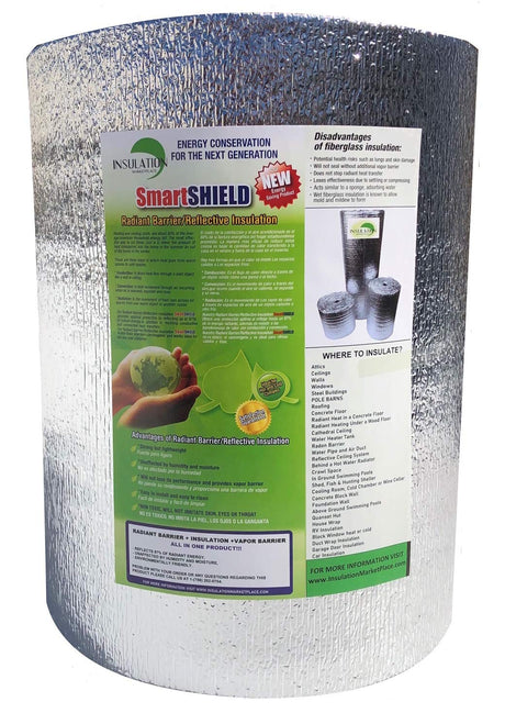 SmartSHIELD -5mm 16''X50ft Reflective Insulation Roll, Foam Core Radiant Barrier, Thermal Foil Insulation - Engineered Foil INSULATION MARKETPLACE