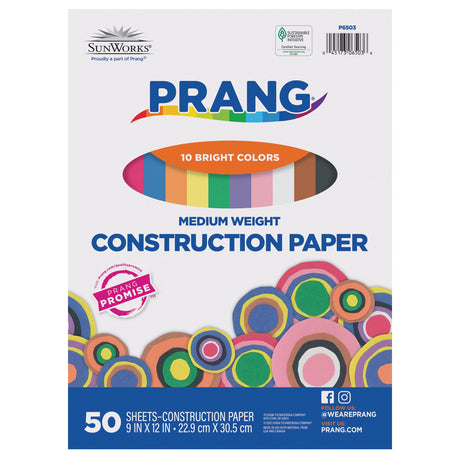 Prang (Formerly SunWorks) Construction Paper, 10 Assorted Colors, 9" x 12", 50 Sheets Prang
