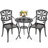 NUU GARDEN 3 Piece Outdoor Bistro Set Cast Aluminum Patio Set Bistro Table Set Rustproof Patio Table and Chairs with Umbrella Hole for Backyard, Balcony, Front Porch, Black NUU GARDEN