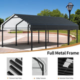 JY QAQA 12 x 20 ft Metal Carport, Heavy Duty Carport Canopy with Galvanized Steel Roof, Outdoor Car Tent Metal Garage Shelter for Car, SUV, Trucks and Boats JY QAQA PET