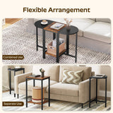 YATINEY Nesting Coffee Tables, End Tables Set of 3, Industrial Small Stacking Side Table, Wooden Nesting Tables, Multiple Combination Options, for Living Room, Office, Rustic Brown and Black ET33BR YATINEY