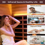 KUNSANA Outdoor Sauna 2 Person Infrared Sauna Far Infrared Saunas for Home Low EMF Home Sauna Spa Mahogany Wood Sauna Room with Bluetooth Speakers, LED Reading Lamps, Chromotherapy Lights KUNSANA