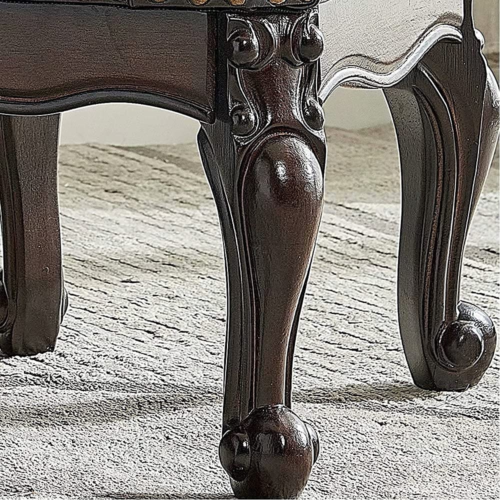 HOOTSMALL Footstool and Ottomans Small Foot Stool with Fiber Leather Wooden Foot Rest Upholstered Footrest for Living Room Bedroom (Dark-Brown) HOOTSMALL