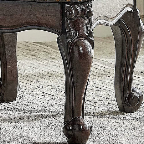 HOOTSMALL Footstool and Ottomans Small Foot Stool with Fiber Leather Wooden Foot Rest Upholstered Footrest for Living Room Bedroom (Dark-Brown) HOOTSMALL