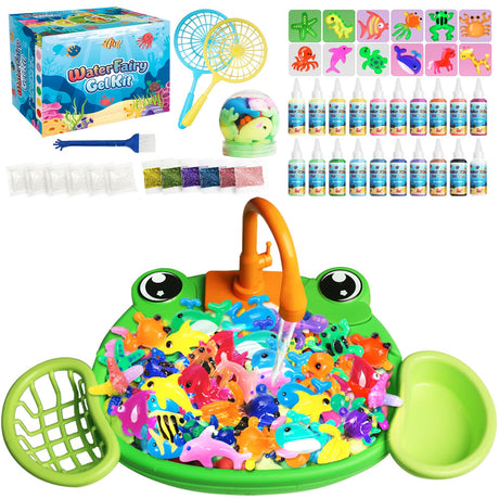 Glow in The Dark Water Craft Toy DIY Elf Kit for Boys Girls - 20 Color Gel & 12 Molds DIY Water Pets, Magic Craft Kit in Water Creative Handmade Water Art Set for Kids Age 3 4-8 8-12 Maiwaput