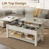 Rolanstar 47.2" Lift Top Coffee Table with Hidden Compartment, 2 Way Lift Top Coffee Table with Open Shelf & X Wooded Support, Farmhouse Center Table for Living Room, Grey Rolanstar