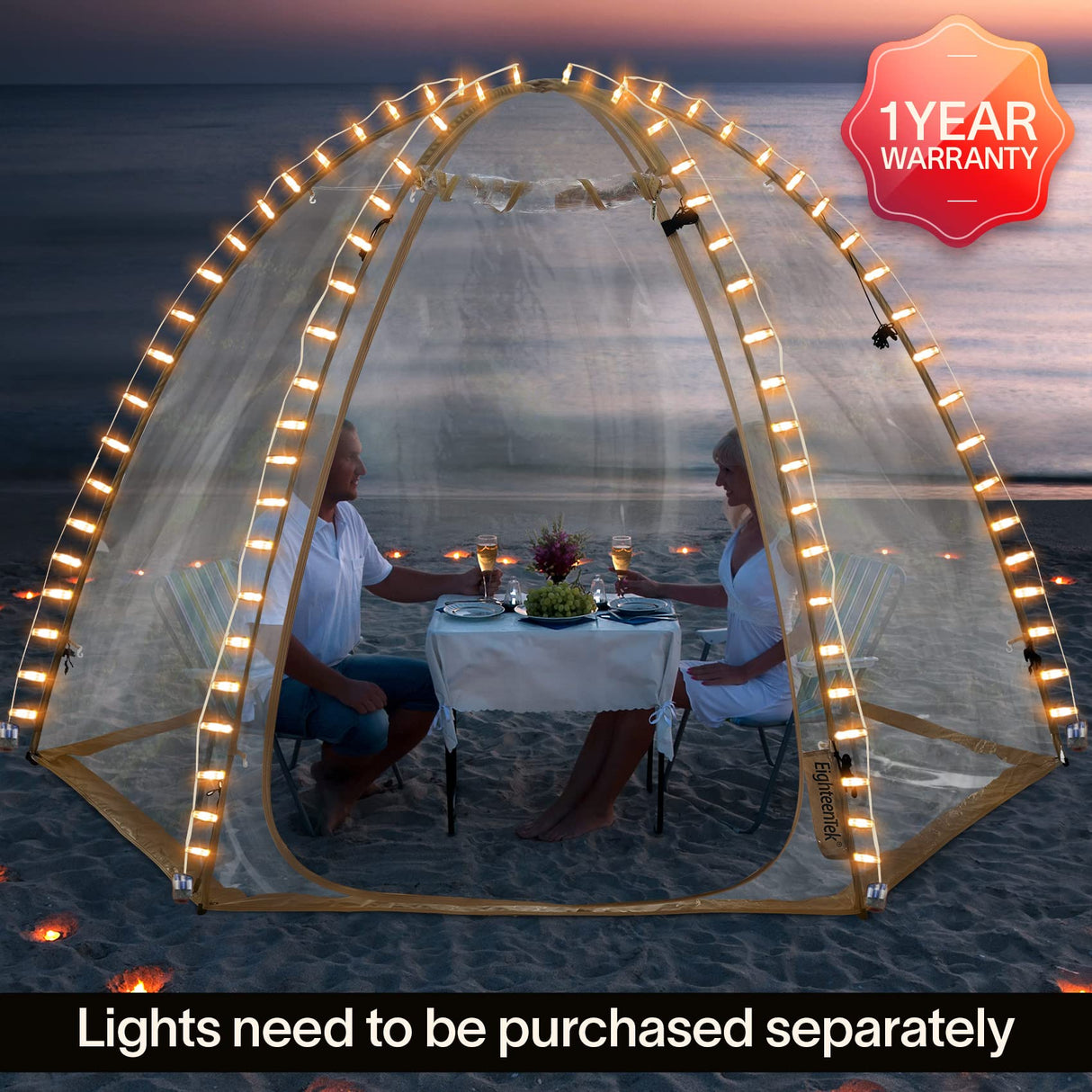 EighteenTek Sports Tent Screen House Room Greenhouse Camping Tent Canopy Gazebos 4-6 Person for Patios Large Oversize Weatherproof Pod Pop Up Tent, Cold Protection Beige 10’x10’ EighteenTek