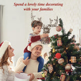 Lewondr Christmas Tree Topper, Metal Frame Deer Tree Topper with 50 Warm Light Beads, Remote & USB Operated Tree Topper with Lights 6H Timer, Xmas Tree Decor for Holiday Home Decoration, Brown Lewondr