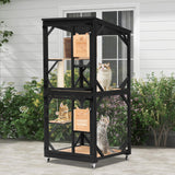 Nicedday Large Cat Catio, 4 Tiers Outdoor Cats House with Removable Platforms, Cat Outdoor Enclosure Window Access with Waterproof Cover, Indoor Catio with Caster nicedday