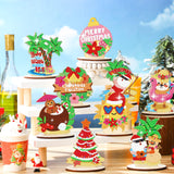 9 Pcs Christmas in July DIY Diamond Art Painting Kit Summer Beach Santa Tree Tabletop Diamond Art Painting Craft Ornament for Tropical Christmas Luau Party Decorations Briwooody