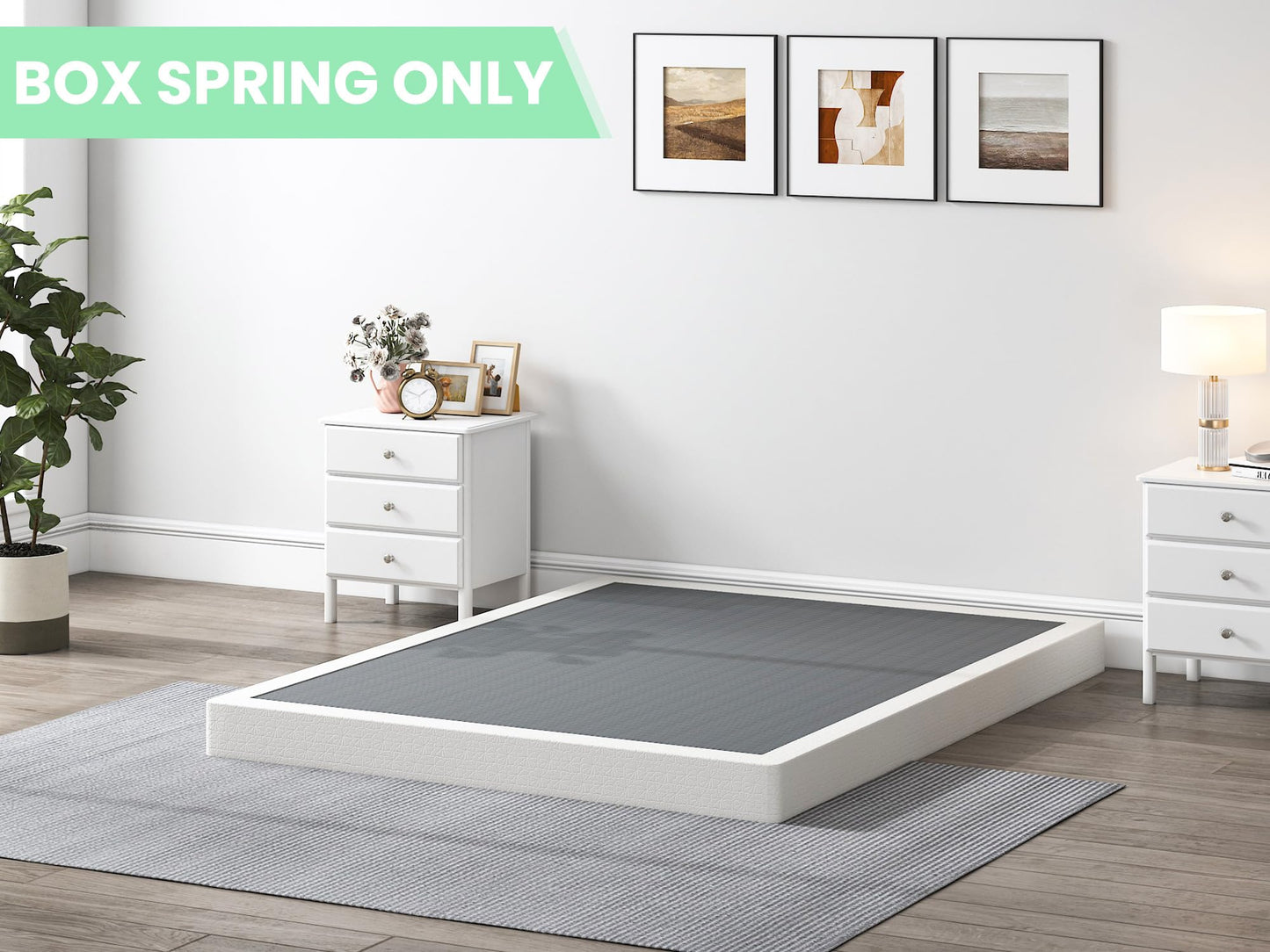 QEROMY King Box Spring - 5 Inch Low Profile Box Spring for King Bed, Sturdy Metal Frame Mattress Foundation, Easy Assembly, Quiet & Noise-Free