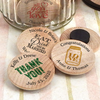 Personalized Wooden Wedding Magnets, Personalized Refrigerator Magnets, Save The Date Magnets (Set of 50) - WoodArtSupply