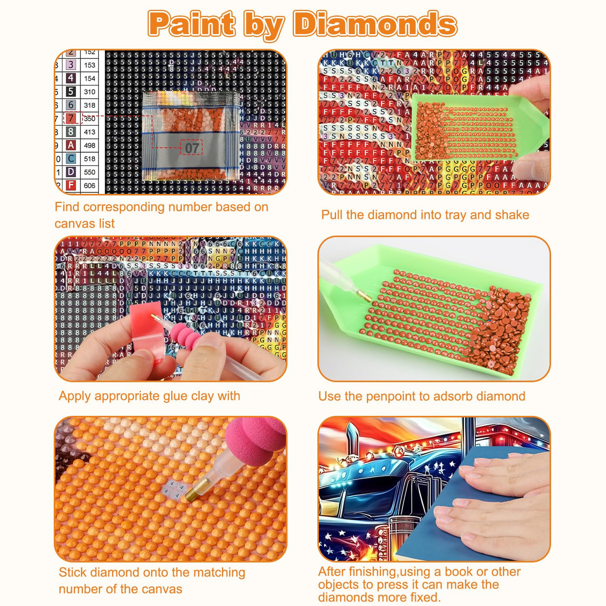 CEOVR Truck Diamond Art Kits for Adults, American Flag Eagle Diamond Painting Dots 5D Full Drill DIY Gem Art for Beginner, Adult Crafts Kits Arts and Crafts, Wall Decor for Home Office 12x16in CEOVR