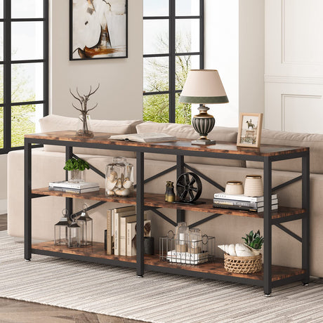 Tribesigns 70.9 Inch Industrial Console Table with Storage Shelves for Living Room and Entryway Tribesigns