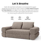 LIKIMIO Convertible Sleeper Sofa Bed Floor Sofa 3-in-1 No Assembly, Foldable Mattress with Corduroy Upholstery Light Brown, Lounge Loveseat Couch for Living Room Studio Guest Room LIKIMIO