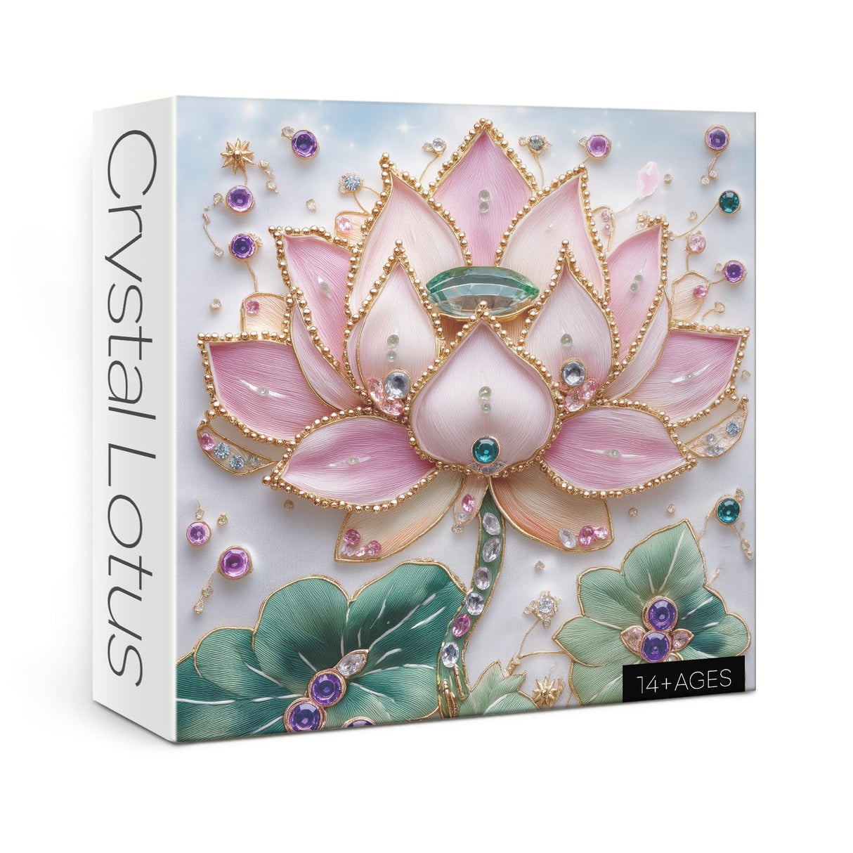 3D Pretty Crystal Lotus Flower Puzzles for Adults 1000 Pieces, Beautiful Plant Art Diamond Floral Puzzle, Challenging Wildflower Pages Aesthetic Pink Embroidery Jigsaw Puzzles Larkipuzz