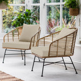 Summsun Outdoor Chair Cushions Set of 4, Waterproof Backrest and Deep Seat Cushion Set for Patio Furniture, Outdoor Sofa Replacement Cushions with Removable Cover, 24 x 24 Inch, Cream Summsun