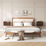 Floating Nightstand Set of 2 with 2 Storage Drawers and Charging Station Wood Wall Mounted Bedside End Table Modern Night Stands Set 2 for Bedroom,Small Space,Brown Walnut Vabches