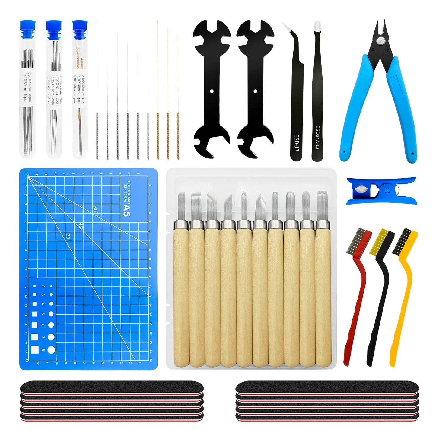 3D Printer Tool Kit, TIOPY 61Pcs 3D Printer Accessories for Cleaning, Removal Finishing Cutting, Includes Cleaning Needles,Tube Cutter,Tweezers,Pliers,Wrench, 3D Printing Tools for Bambu Lab/ - WoodArtSupply