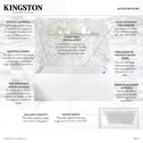 Kingston Brass VTAP603222L Aqua Eden 60-Inch Acrylic Alcove Tub with Left Hand Drain Hole, L 60" x W 32" x H 21-5/8"D, White Kingston Brass