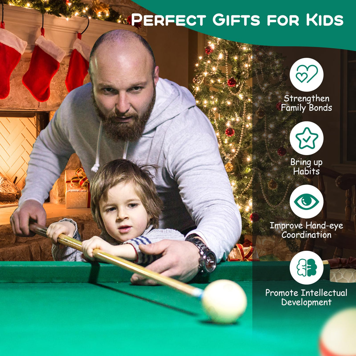 Costzon 47" Folding Billiard Table, Pool Game Table Includes Balls, Cues, Triangle, Chalk, Brush for Kids, Multipurpose Game Table for Parties & Family Gatherings (Black & Green) Costzon