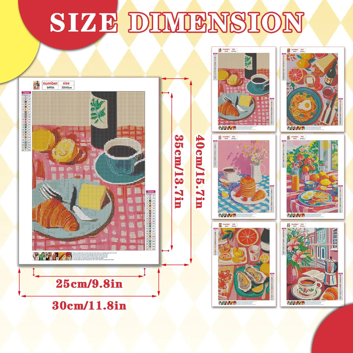 Leatrice 6 Pack Diamond Painting Kits for Adults 5D Diamond Art Kits Gem Dots Paintings Round Full Drill Beginners Women DIY for Home Kitchen Wall Decor 11.8x15.7 Inches Chic Leatrice