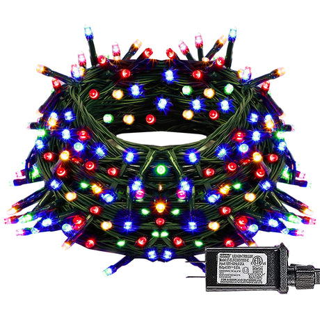 Dazzle Bright Christmas String Lights, 100 LED 33 FT Connectable Fairy Lights with 8 Modes, Waterproof Christmas Decorations for Indoor Outdoor Holiday Party Home Tree Decor (Multi-Colored) Dazzle Bright