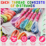 16 Skeins Colorful Series Embroidery Floss, 8m Cotton Cross Stitch Thread, Friendship Bracelet String Including Plastic Floss Bobbins, for DIY Making, Embroidery Crafts Dercuy