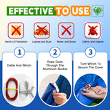 22Ft Pool Cover for(18Ft) Above Ground Pool,Heavy Duty Above Ground Pool Cover Includes Winch and Cable,Winter Pool Cover Strength&Durability,UV Protection, Blue/Black(Cover Only) RAINDEWAY