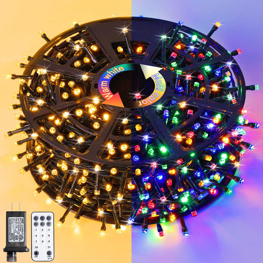 JMEXSUSS 500 LED Color Changing Christmas Lights, 173ft Warm White & Multicolor String Lights with Remote Outdoor Waterproof Christmas Tree Lights Plug in for Party Christmas Indoor Decor