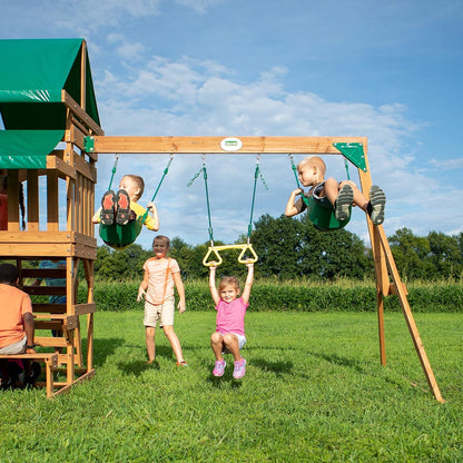 Backyard Discovery Belmont All Cedar Wood Playset Swing Set Green - WoodArtSupply