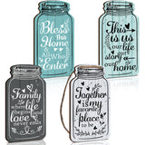 Jetec 4-Piece Mason Jar Wall Hanging Plaque Set - Rustic Farmhouse Decor Signs - Bless This Home, Family, Together, Love, Life, Home, Forever - Wooden Wall Mount - Approx. 8.3 x 4.5 x 0.24 Inches Jetec