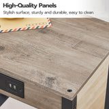 HOOBRO Side Table with Charging Station, Set of 2 End Tables with USB Ports and Outlet, Nightstand with 2-Tier Storage Shelf, for Living Room, Bedroom, Small Space, Greige and Black BG91UBZP201 HOOBRO