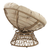OSP Home Furnishings Wicker Papasan Chair with 360-Degree Swivel, Natural Frame with Cream Cushion OSP Home Furnishings