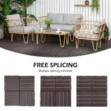 Dyna-Living 60 sq. ft Plastic Interlocking Deck Tiles, 60 Pack, 12"x12" Indoor Outdoor Waterproof Patio Floor Decking Tiles for Balcony, Backyard, Garden & Poolside, All Weather Use, Dark Brown Dyna-Living