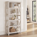 Bush Business Furniture Key West 5-Shelf Bookcase in Linen White Oak - Stylish Storage Solution for Any Room Bush Business Furniture