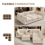 Tbfit Oversized Modular Sectional Sofa, Chenille Cloud Couch Deep Seat, 6-Seater Modular Sofa Couch for Living Room, Beige Tbfit