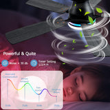 Ayaoty Ceiling Fans with Lights, 48 inch Low Profile Ceiling Fan with Light and Remote Control, Flush Mount RGB Dimmable Light, Noiseless, Black Ceiling Fan for Bedroom Indoor/Outdoor Use Ayaoty