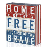 Jetec Patriotic Decor July 4th Box Sign Independence Day Patriotic Labor Day 5 x 6 Inch Wood American Flag Decor Farmhouse Wooden Block(Home of the Free Because of the Brave) Jetec