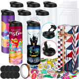 8 Pack 20 oz Sublimation Tumblers Dual Opening Blank Bottles Triple-Insulated Stainless Steel Water Bottle with Straw Lid Blank Tumbler Bulk with Shrink Wrap, Rubber Base, Heat Tape for Heat Transfer AxPower