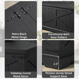 Joaxswe Farmhouse Coffee Table with Large Hidden Storage Compartment, Rustic Black Square Center Table, Wood Low Farm House Modern Living Room Tables with Hinged Lift Top & Wooden Arc Base Joaxswe