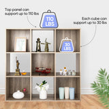 ZenStyle 9-Cube Natural Wooden Storage Shelf Organizer with Customizable Back Panels ZenStyle